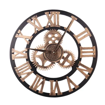 Mare 3D Retro, Rustic Gear Ceas de Perete din Lemn de Epocă, Artă Decorativă de Epocă Ceas cu Cuarț Stil Roman Decorațiuni Handmade